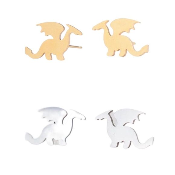 Dainty Dragon Gold Tone or Silver Tone Earrings NWT - Picture 1 of 9